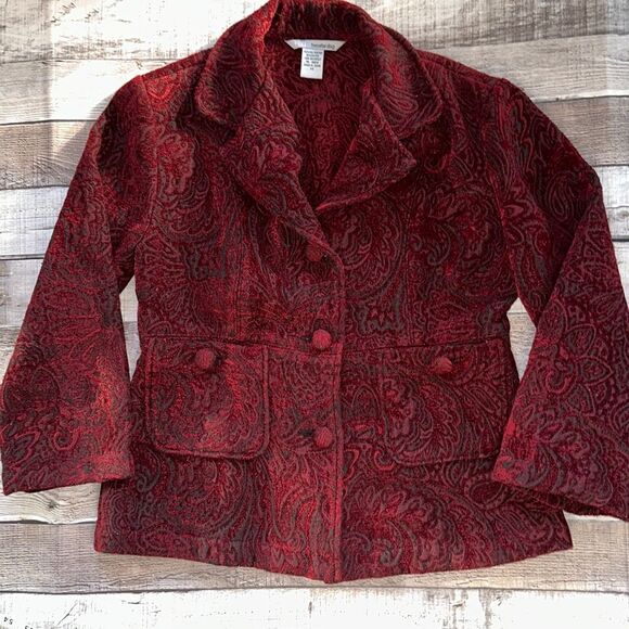 Vintage 90’s Indie Paisley Print Two Star Dog Button Front Blazer Jacket - Picture 1 of 5